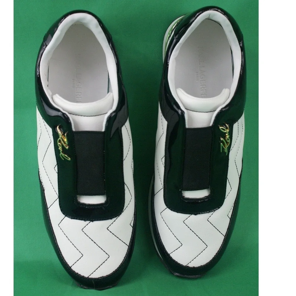 Karl Lagerfeld Paris Melody‎ Black/White Faux Leather Platform Womens Sneakers 8